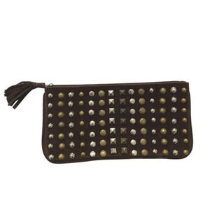Lalla Marrakech Chocolate Suede Stud Clutch